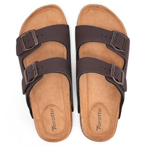 Image of Torotto Womens Slides with Cork Footbed Open Toe Adjustable Webbing Flat Sandals for Walking | Beach | Indoor