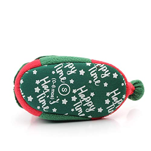 Newborn Infant Baby Christmas Shoes Santa Slippers Booties Anti-Slip Socks Boots Winter Warm Prewalkes (Red And Green Christmas Tree, 0-6 Months) #TOP6