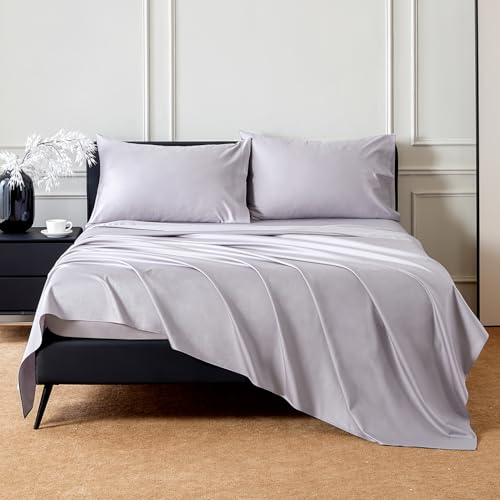 Yuncojin 4 Piece Sheet Set - 100% Cotton-800 Thread Count Sheets Queen Size - 4 Pieces,Bluish Grey Luxury Bed Sheet Set, Fits 15" Deep Pocket, Breathable & Durable