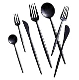 Farbklassifizierung: 7PCS Cjupzi Gemischte Bestecksets Edelstahl Schwarz Gebürstet Hauptmahlzeit Besteck Steak Messer Kaffeelöffel Westerngeschirr 7Pcs