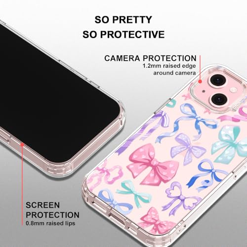 MOSNOVO Case for iPhone 15 Plus/iPhone 14 Plus, [Buffertech 6.6ft Military-Grade Drop Protection] [Anti Peel Off Tech] Clear TPU Bumper Phone Case Cover Design - Bows by MOSNOVO - Image 4