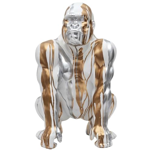 Statue gorille résine blanche argent 45cm objet décoratif salon unique HD0214 - 3