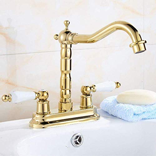 Bassin pivotant couleur or laiton à deux trous pour simplifier la vaisselle