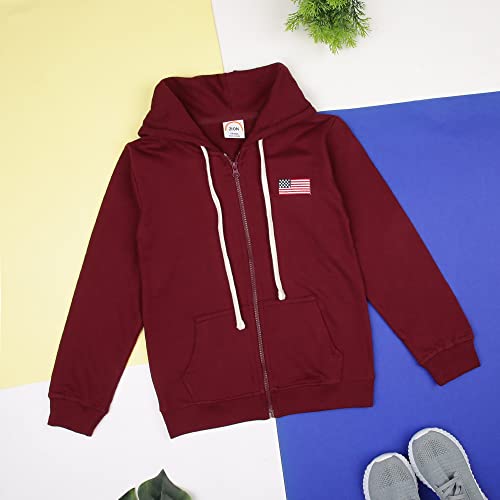Image of ZION Hoodies for Boys - Cotton Hoodies Sweatshirt with Zipper | Solid & Regular Fit with Embroidery | Long Sleeve | for Every Occasion | Multiple Sizes & Colors (Pack of 1)
