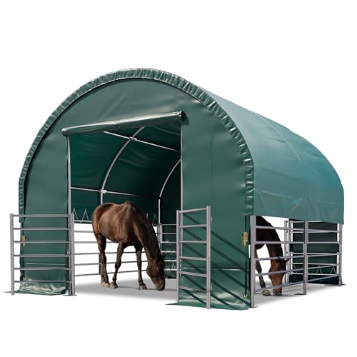 Tente de pâturage 4x4 m bâche PVC 2300 Newton abri pour Chevaux - Type de Sol : Terre - Vert