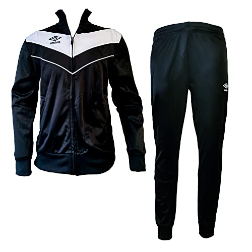 Umbro Tuta Uomo Full Zip acetata Nuova Collezione Art.00214 (nero/bianco, M)