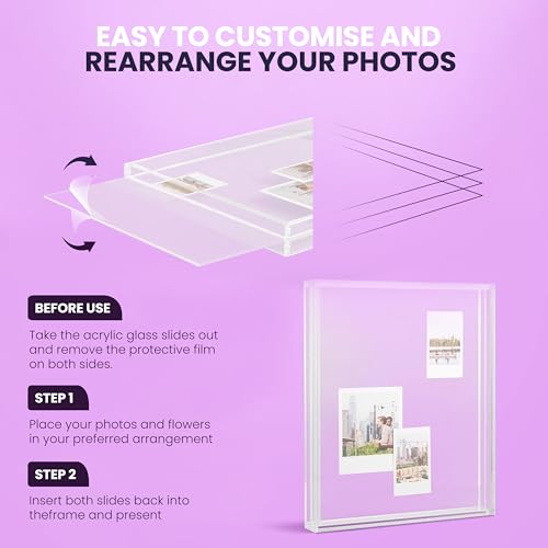 Elil Giant Polaroid Frame for Polaroid Film Fujifilm Instax Film 11.8" x 10.2" Collage Frame Family and Wedding Collage Picture Frames Double Glass Acrylic Floating Frame for Pressed Flowers Art