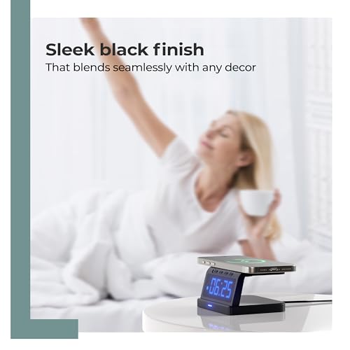 Image of Lifelong Wireless Charging Alarm Clock with Phone Stand | Fast Wireless Charger for All Compatible Smartphones|LED Digital Display with Adjustable Brightness|Dual USB Ports & Smart Nightstand Desk Use