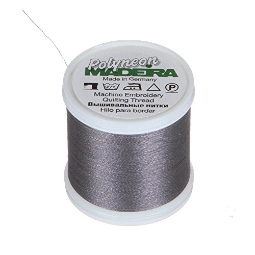 Madeira 9845-1740 2 Ply Polyneon Polyester Embroidery Thread, 40wt/135d 440 yd, Silver Grey