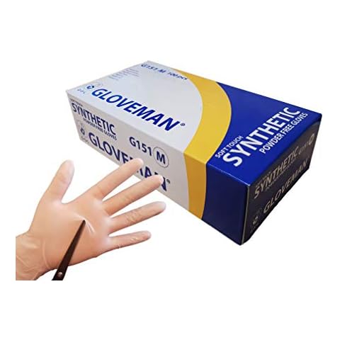 Gloveman Soft Touch Synthetic Powder Free Disposable Gloves (Box of 100) (Medium) Cover