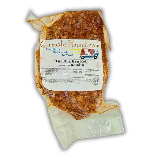 Creole Food Turducken (Boudin, 5lb) - Gourmet Stuffed Poultry Delight - Pre-Seasoned and Ready for Cooking to Simplify Your Holiday Cooking - A Suculent Trio of Turckey, Duck, and Chicken - Elevate your Holiday Dining Experience and Savor the Incredible F