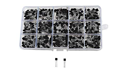 Image of REES52 T0-92 Power Transistor assortment Kit NPN PNP Kit Set Three Pins 15 Values 300PCS (20pcs for each Value) with Clear Plastic Box