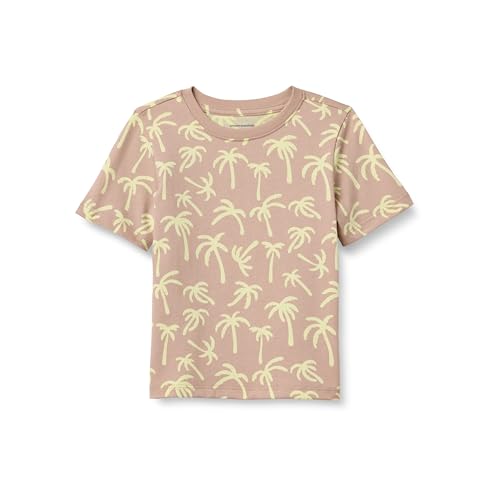 Amazon Essentials Camisetas de Manga Corta Niño, Marrón Seta Palmeras, 6-7 años