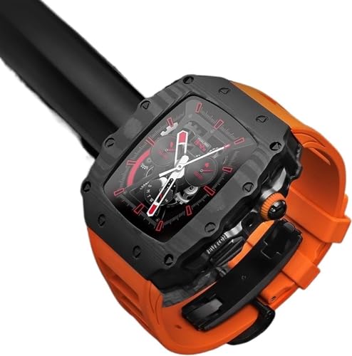 Boîtier carbone de luxe PURYN et bracelet fluoroélastomère pour Apple Watch 45mm