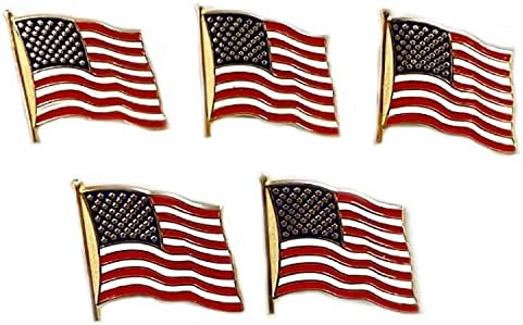 Patriotic Pins A Hamilton Jewelers American Flag Lapel | Handcrafted in America Style Options Brass Gold Plate Red, White and Blue Enamel Stripes Travel Pouch & Gift Box Included (Waving Pin 5-Pack)