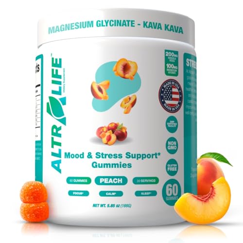 ALTRALIFE Kava Kava Gummies - Stress Relief Supplement with Magnesium Glycinate Rhodiola Rosea Holy Basil - 30 Servings for Calm Mood Focus & Sleep Support - Cortisol Supplements for Women and Men