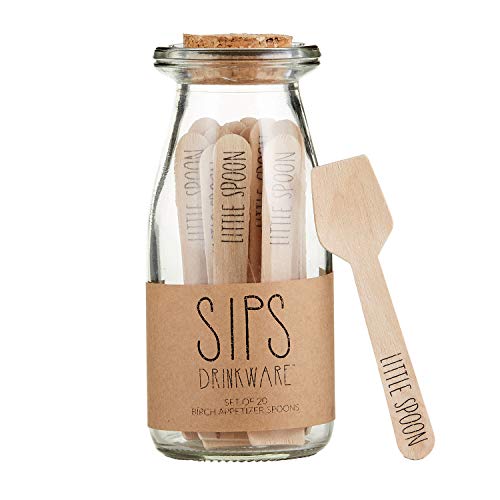 SB Design Studio SIPS Drinkware Kleine Birke, 20 Stück, 9,5 cm, kleiner Löffel Cover