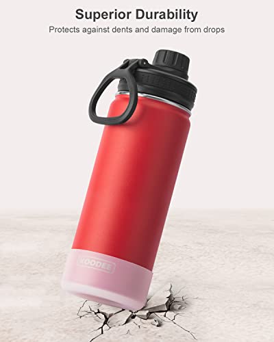 Koodee Insulated Water Bottle, 18 Oz Stainless Steel Double Wall Vacuum Wide Mouth Sport Bottle With Leakproof Spout Lid (Canyon Red) #TOP1