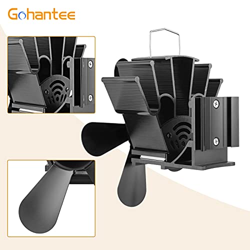 Gohantee 5 Blades Stove Fan Heat Powered Fireplace Fan Hanging On Chimney Pipe For Wood Log Burner Fireplace Slient Efficiently Heat Distribution Eco-Friendly With Thermometer #TOP5