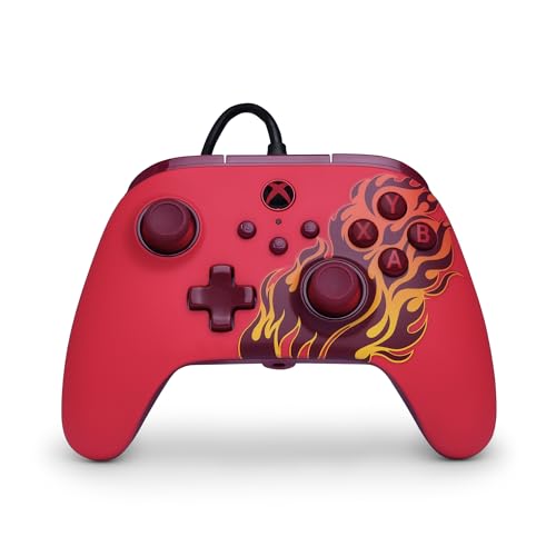 PowerA Manette filaire Advantage pour Xbox Series X|S - Flammes rouges, manette de jeu, manette de jeu vidéo filaire, manette de jeu, Xbox Series X|S