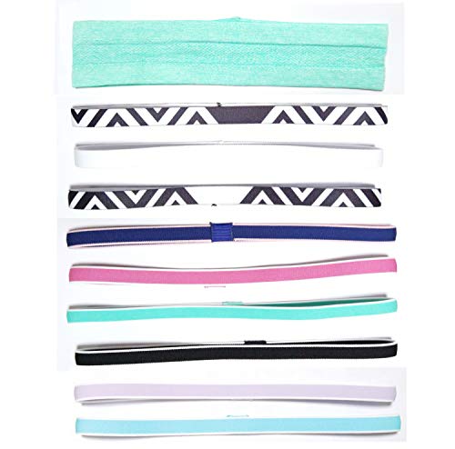 Thin and Thick Elastic Sports Headbands Non Slip Yoga Hair Bands Athletic Sweatbands Colorful Hair Bands for Men Wome, 10 Pieces 3 Style