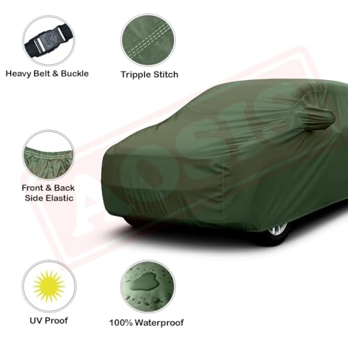 Image of AOSIS 'Waterproof' Car Cover Compatible with MG Hactor /Plus /Black Storm /Snowstorm 300 GSM Uly Coated Thick Fabric 4X4, Adjustable Belt Buckle, Elastic Grip