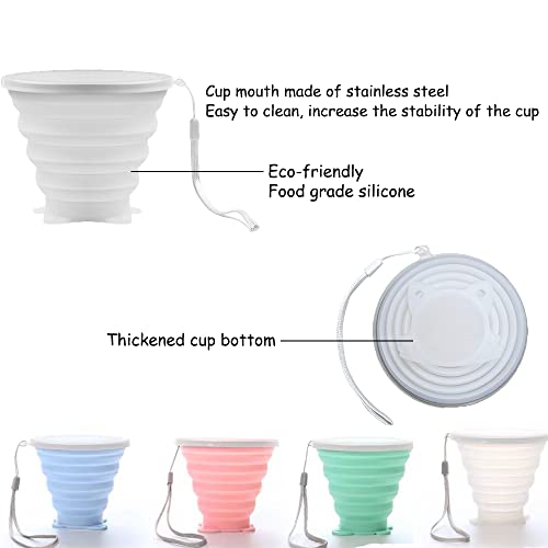Intatikoo Silicone Collapsible Cup,Collapsible Cups For Camping,Folding Cup With Lids,Collapsible Coffee Cup,Reusable Drinking Mugs Cup(Transparent) #TOP2