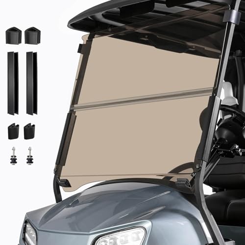 Cartalia Tinted Golf Cart Foldable Windshield 3/16 (5MM) Thicken for Club Car Precedent 2004+ Tempo & Onward 2017+ 37.4 W32.7 H Fits 11 Strut Rail Window Glass Replacement Scratch-Resistant