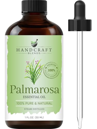 Handcraft Blends Palmarosa Essential Oil 1 Fl Oz 100% Pure and Natural Premium Grade Essential Oil for Diffuser and Aromatherapy Skin Massage Candle and Soap Making Fragrance