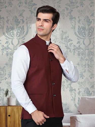 Image of ROCKSY Bandi Modi Koti, Nehru Jacket for Men, Cotton Waistcoat for All Occasion: Diwali, Wedding, Ethnic, Office Party, Formal & casual Look