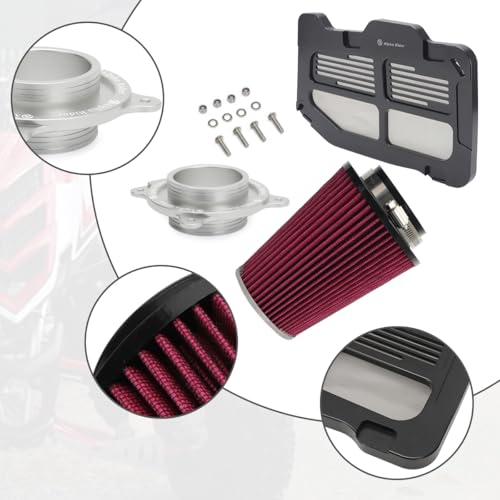 Image of Motoparty Intake Upgrade Kit Engine Air Filter kit & Air Intake Filter Box Lid Cover for Yamaha YFM700 Raptor 2006-2021, YFM700R & YFM700R SE 2013-2021, W /Intake & Holder Adapter