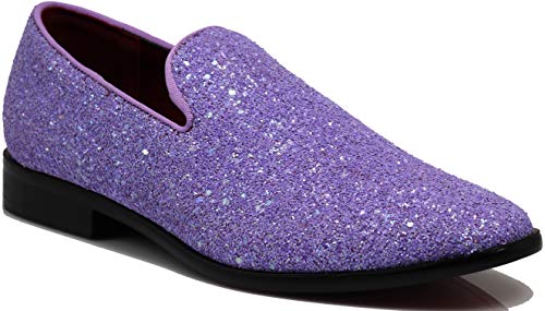 Image of SPK04 Men's Vintage Glitter Dress Loafers Slip On Shoes Classic Tuxedo Dress Shoes