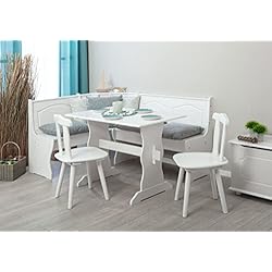 Inter Link Abanco de Esquina Madera Maciza de Pino Blanco Lacado Natural