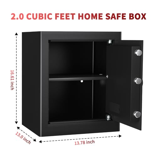 KABISAFE Safe Tresor für Zuhause, 45L Großer Möbeltresor Elektronischer Safe mit Zahlenschloss & Schlüssel, Geldtresor Wandtresor für Gold Schmuck Dokumente Medikamente