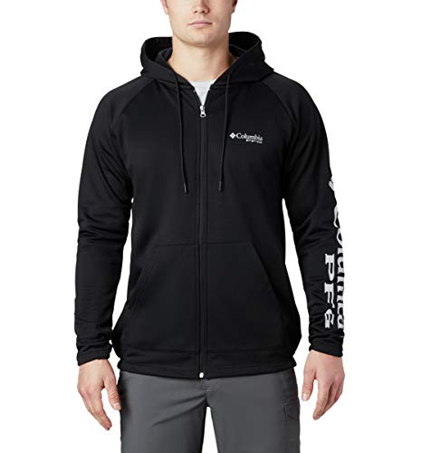 Columbia Men's Terminal Tackle Fleece Full Zip Hoodie, Black/Cool Grey Logo, Medium