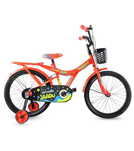 Image of OXYGEN Kids Cycle for Girls 6-9 Years, 20 Inch Tyres, Single Speed Non-Geared Bicycle with Steel Frame, Front & Rear Wire Brakes (Orange)