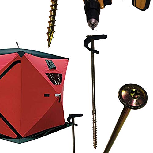 Keyfit Tools Power Anchor (8 Pack) Self Drilling Stakes for Pop-Up Portable Ice Fishing Shelter House Self Drilling Stake Anchor
