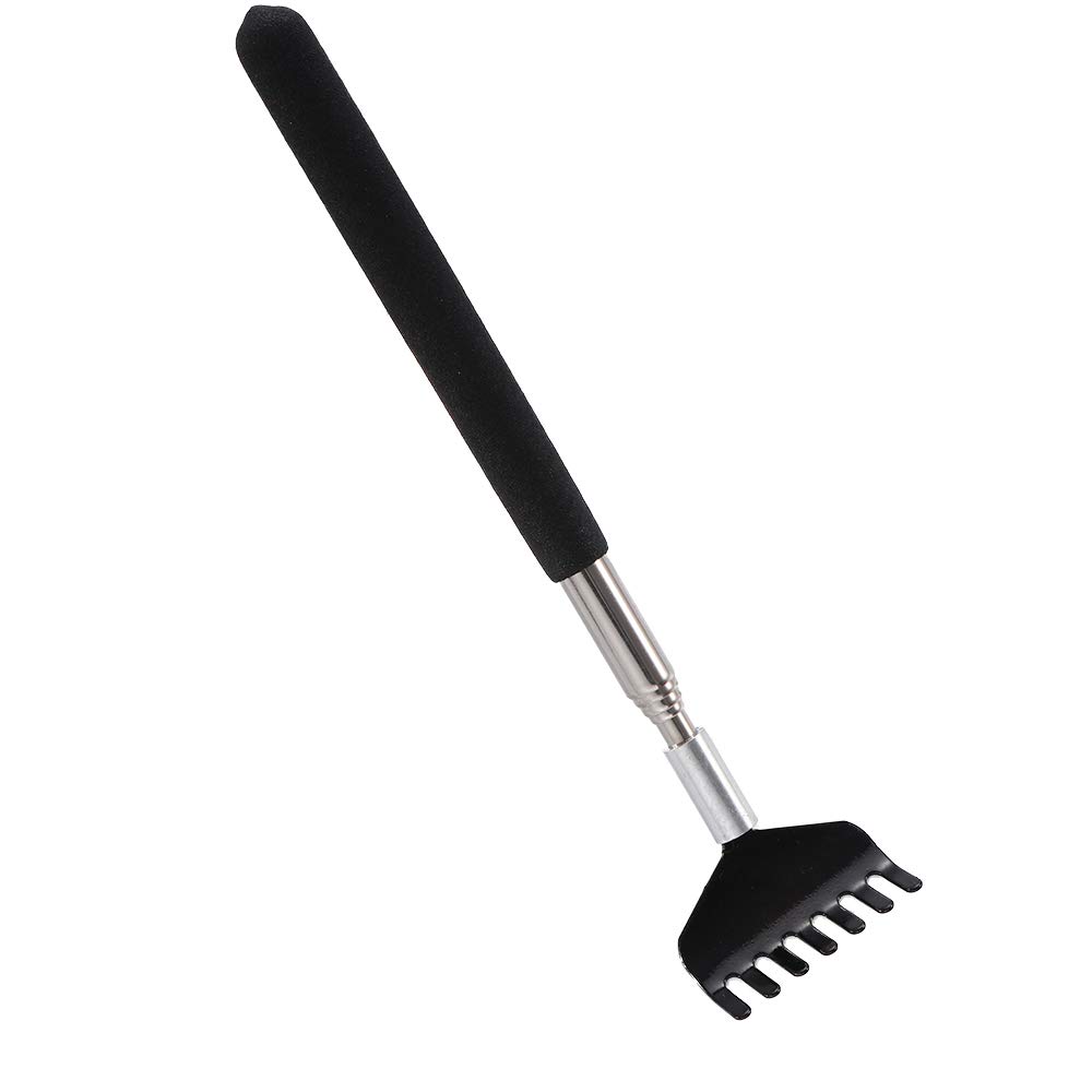 Extendable Metal Back Scratcher Hand Grip Five-teeth Back Massage Tool Telescoping Back Massager for Men Women Adults black