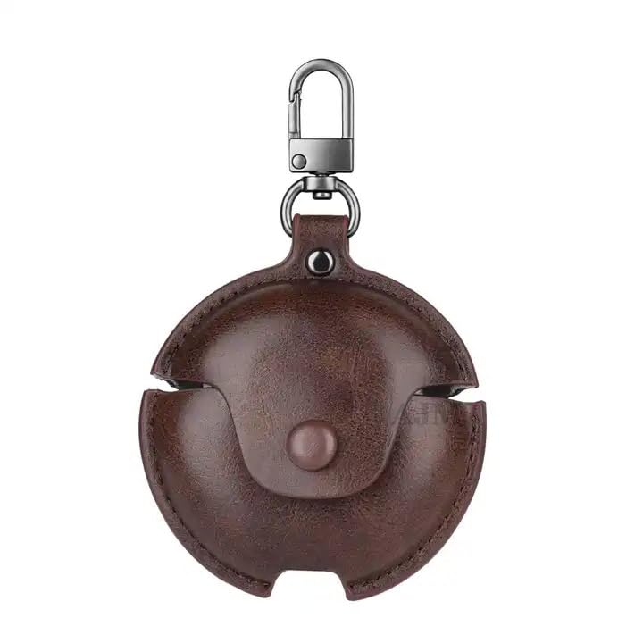 Image of AJM 360 Protection Shockproof Design Leather Case Compatible with Oppo Enco Buds 2 (Brown)