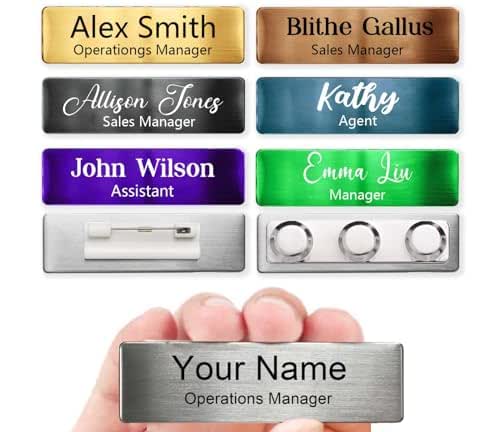 Amazon.com : Custom Engraved Name Tag Buttons Badges Personalized ...