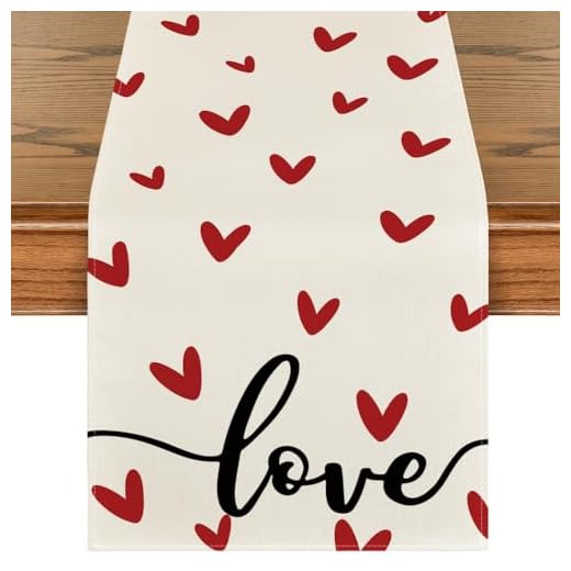 Artoid Mode White Love Valentine's Day Table Runner, Seasonal Anniversary Kitchen Dining Table Decoration for Indoor Home Party 13x72 Inch
