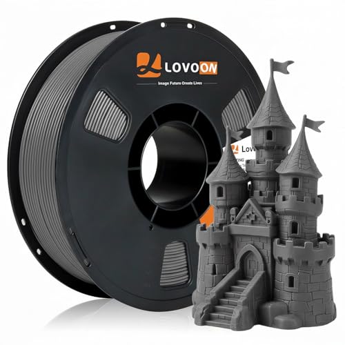 Image of LOVOON PLA Filament 1.75mm, 3D Printer Filament Dimensional Accuracy + /- 0.02mm, Neatly Wound 3D Printing Filament, Fit Most FDM 3D Printers, 1KG Spool(2.2lbs), Dark Grey
