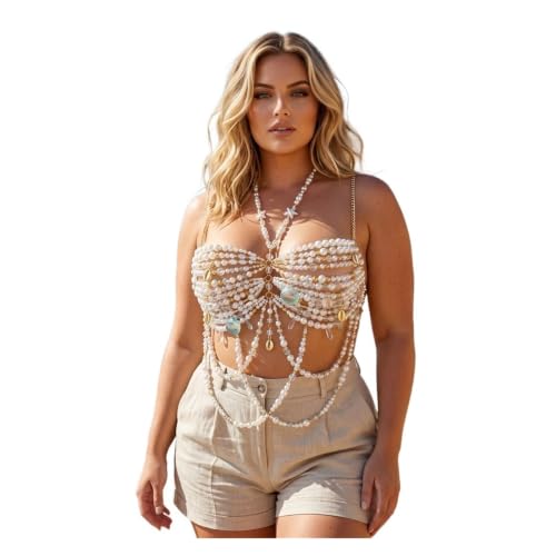Camisola para fiesta en la playa BoBoBn con perlas y cuentas estilo bikini halter