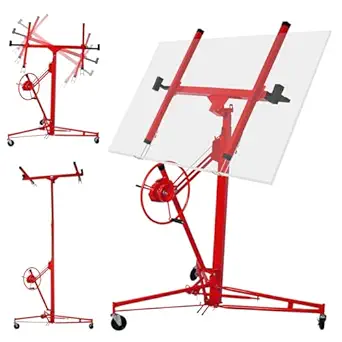 Rovibek Drywall Lift 11 ft Sheetrock Lift Drywall Hoist for Ceiling 360° Adjustable Foldable Heavy Duty 150 lbs