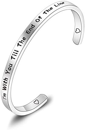 PLITI Stainless Steel Cuff Bangle I Am with You Till The End of The Line BFF Bracelet Geeky Friendship Gift