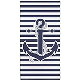 YISUMEI Nautical Anchor Beach Towel, Navy Blue Horizontal Stripes, 36'x72' Microfiber Quick Dry and Sand Free Towel for Travel Swim Pool Yoga Camping