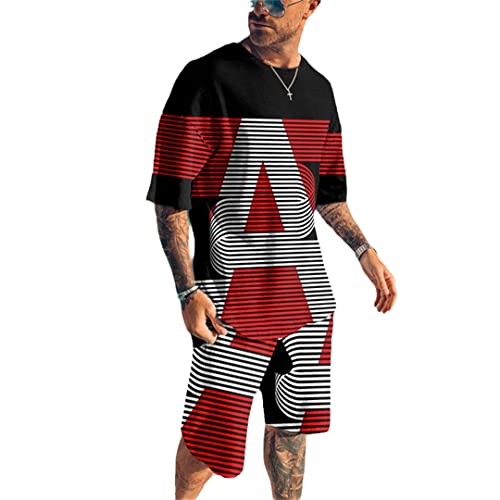 Ensemble 2 pièces homme imprimé 3D coloré ts1129 XL pour un style décontracté