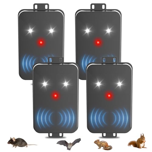 2026 Upgraded Rodent Repellent for Car Engines Mouse Repellent Ultrasonic Pest Control Repeller for Squirrel Rat Battery Operated Repellent Under Hood Keep Rodent Out of Car, Attic, Garage 4 Pack