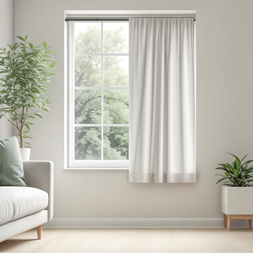 Image of AIZESI 2 Pack Adjustable Tension Curtain Rod 32 to 58 inch, Curtain Rods No Drilling Expandable Spring Loaded Curtain Rods for Windows Doors, Black