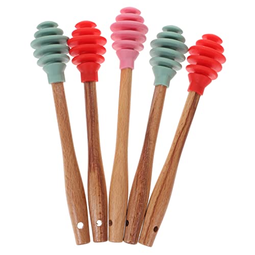 OFFSCH 5pcs Silicone Honey Stirrer Spoons Non-stick for Pot Jar for Honey Syrup